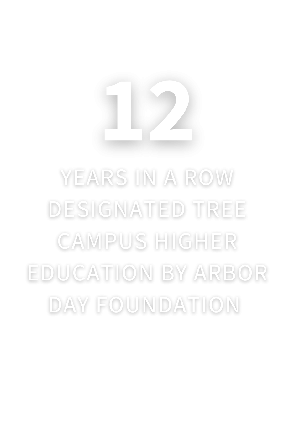 12 years in a row designated tree campus higher education by Arbor Day foundation