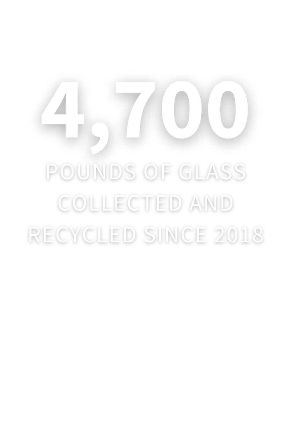4,700 Pounds of glass collected and recycled since 2018